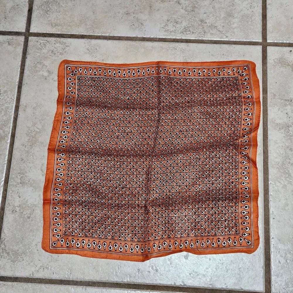 vintage boho twee orange silk square scarf